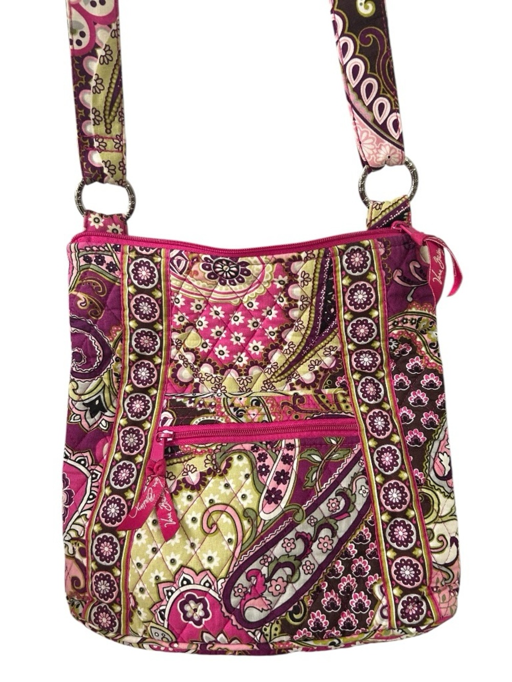 Vera Bradley Crossbody Quilted Purse Very Berry Paisley Pink Bag Hipster Ziptop - Picture 3 of 7